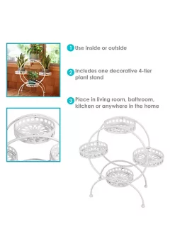 Wholesale 😍 Sunnydaze 4-Tier Ferris Wheel Indoor/Outdoor Plant Stand - White by Sunnydaze Decor ⭐ -Sunnydaze Decor Shop Belk 7995
