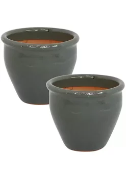 Budget 🎉 Sunnydaze Chalet Ceramic Indoor/Outdoor Planter - Gray - 9-Inch - Set of 2 by Sunnydaze Decor ✔️ -Sunnydaze Decor Shop Belk 7998