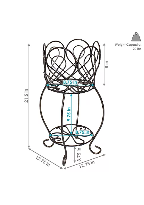 Cheap ❤️ Scalloped Metal Plant Stand with Shelf by Sunnydaze Decor ⌛ 6 Cheap ❤️ Scalloped Metal Plant Stand with Shelf by Sunnydaze Decor ⌛ - Image 4