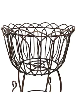 Top 10 🎁 Rustic Steel Standing Planter Basket with Scroll Design - 18.5 in by Sunnydaze Decor 🎉 -Sunnydaze Decor Shop Belk 8043