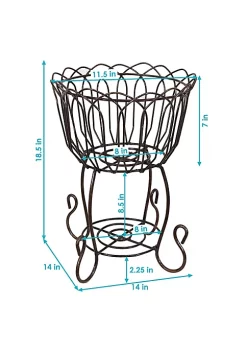 Top 10 🎁 Rustic Steel Standing Planter Basket with Scroll Design - 18.5 in by Sunnydaze Decor 🎉 -Sunnydaze Decor Shop Belk 8045