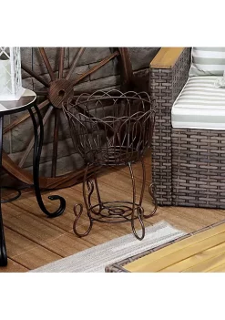 Top 10 🎁 Rustic Steel Standing Planter Basket with Scroll Design - 18.5 in by Sunnydaze Decor 🎉 -Sunnydaze Decor Shop Belk 8046