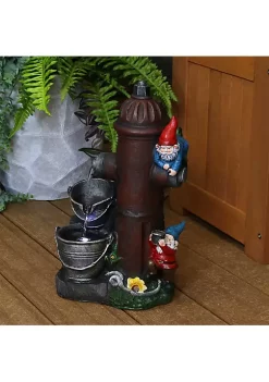 Best deal 🛒 Electric Fire Hydrant Gnome Water Fountain with LED Light - 16 in by Sunnydaze Decor 🧨