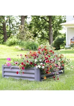 Discount ⌛ Powder-Coated Steel Rectangle Raised Garden Bed - Gray - 47 in by Sunnydaze Decor 🎉