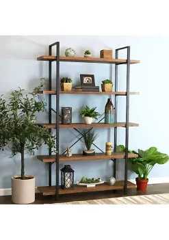 Best Sale ✔️ 5-Tier Industrial Open-Shelf Bookshelf - Teak by Sunnydaze Decor 😀 -Sunnydaze Decor Shop Belk 806