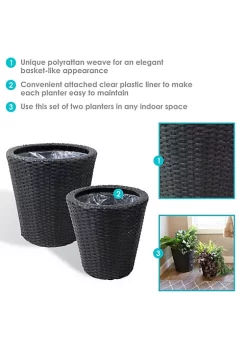 Top 10 👏 Sunnydaze Round Polyrattan Indoor Planters - 1 Large/1 Small Planter - Black by Sunnydaze Decor 🌟 -Sunnydaze Decor Shop Belk 8078