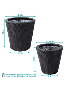 Top 10 👏 Sunnydaze Round Polyrattan Indoor Planters - 1 Large/1 Small Planter - Black by Sunnydaze Decor 🌟 -Sunnydaze Decor Shop Belk 8079