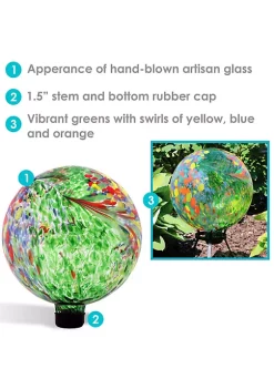 Hot Sale 😍 Green Artistic Glass Gazing Globe - 10 in - Set of 2 by Sunnydaze Decor 🧨 -Sunnydaze Decor Shop Belk 8089