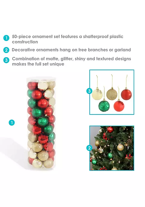 Hot Sale ๐ Holly Jolly 50-Piece Assorted โ Christmas Ornament Set - 2.25 in by Sunnydaze Decor ๐ 6 Hot Sale ๐ Holly Jolly 50-Piece Assorted โ Christmas Ornament Set - 2.25 in by Sunnydaze Decor ๐ - Image 4