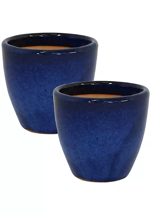 Promo 😍 8 in Resort Glazed Ceramic Planter - Imperial Blue - Set of 2 by Sunnydaze Decor 😉 4 Promo 😍 8 in Resort Glazed Ceramic Planter - Imperial Blue - Set of 2 by Sunnydaze Decor 😉 - Image 2