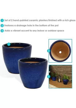 Promo 😍 8 in Resort Glazed Ceramic Planter - Imperial Blue - Set of 2 by Sunnydaze Decor 😉 11 Promo 😍 8 in Resort Glazed Ceramic Planter - Imperial Blue - Set of 2 by Sunnydaze Decor 😉 -Sunnydaze Decor Shop Belk 8155