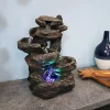 Best Pirce 🔥 Staggered Rock Falls Indoor Water Fountain with LEDs - 11 in by Sunnydaze Decor ⭐ -Sunnydaze Decor Shop Belk 8180