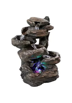 Best Pirce 🔥 Staggered Rock Falls Indoor Water Fountain with LEDs - 11 in by Sunnydaze Decor ⭐ -Sunnydaze Decor Shop Belk 8181