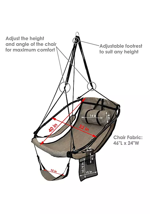 New ๐ Sunnydaze Hanging Hammock Camping Chair - Drink Holder and Footrest - Beige by Sunnydaze Decor ๐ 6 New ๐ Sunnydaze Hanging Hammock Camping Chair - Drink Holder and Footrest - Beige by Sunnydaze Decor ๐ - Image 4