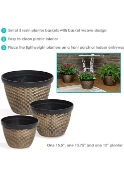 Brand new ✨ Resin Basketweave Outdoor Planter 12 in, 13 in, 15 in - Set of 3 by Sunnydaze Decor 😀 11 Brand new ✨ Resin Basketweave Outdoor Planter 12 in, 13 in, 15 in - Set of 3 by Sunnydaze Decor 😀 -Sunnydaze Decor Shop Belk 8226