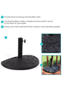 Cheap ⭐ 19 in Floral Resin Half Wall Patio Umbrella Base - Black by Sunnydaze Decor 🛒 -Sunnydaze Decor Shop Belk 8244