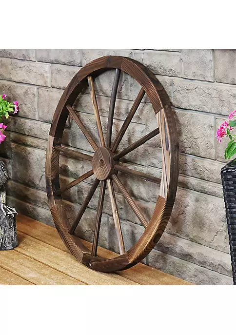 Outlet ๐ Wagon Wheel Indoor/Outdoor Statue - 29 in - Natural by Sunnydaze Decor ๐คฉ 3 Outlet ๐ Wagon Wheel Indoor/Outdoor Statue - 29 in - Natural by Sunnydaze Decor ๐คฉ