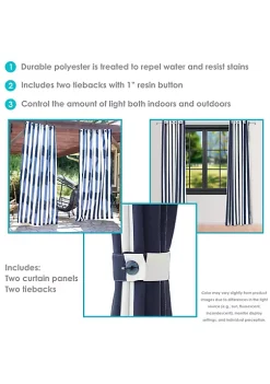 Outlet 🌟 Indoor/Outdoor Curtain Panel - Stripe - 52 in x 108 in - Set of 2 by Sunnydaze Decor 👍 -Sunnydaze Decor Shop Belk 8322