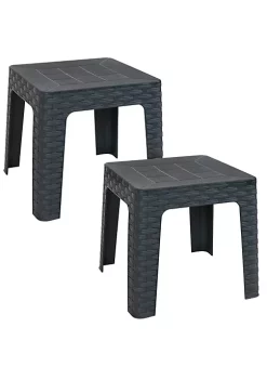 Promo 😍 18.5 in Plastic Square Patio Side Table - Gray - Set of 2 by Sunnydaze Decor 👏 -Sunnydaze Decor Shop Belk 8344