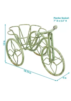 Wholesale ⌛ Sunnydaze Indoor/Outdoor Metal Tricycle Standing Planter Basket - 12-Inch - Green by Sunnydaze Decor 🤩 -Sunnydaze Decor Shop Belk 8359