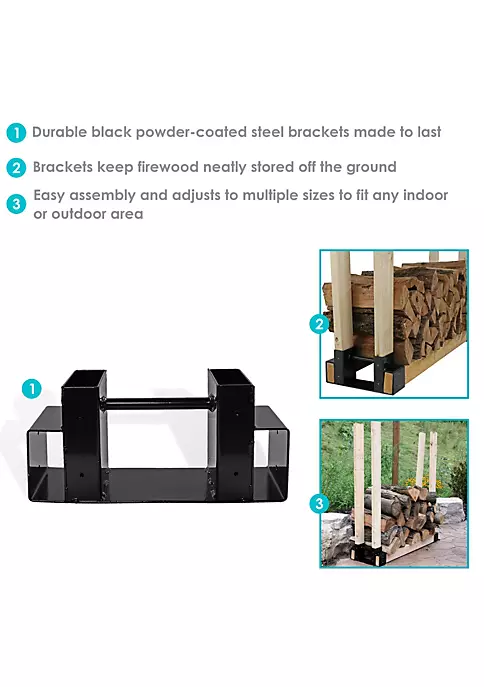 Flash Sale 🌟 Powder-Coated Steel Adjustable Log Storage Brackets - Set of 2 by Sunnydaze Decor 😉 6 Flash Sale 🌟 Powder-Coated Steel Adjustable Log Storage Brackets - Set of 2 by Sunnydaze Decor 😉 - Image 4