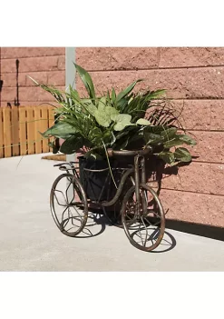 Buy 🔔 Sunnydaze Indoor/Outdoor Metal Tricycle Standing Planter Basket - 12-Inch - Brown by Sunnydaze Decor ✨