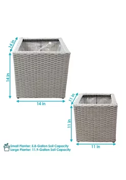 Cheap 🧨 Sunnydaze Square Polyrattan Indoor Planters - 1 Large/1 Small Planter - Gray by Sunnydaze Decor 👏 -Sunnydaze Decor Shop Belk 8388