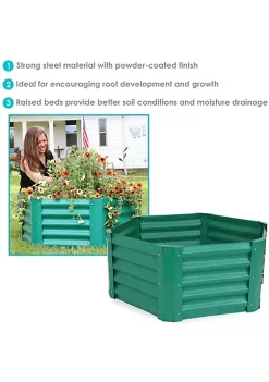 Wholesale 😉 Powder-Coated Steel Hexagon Raised Garden Bed - Green - 41 in by Sunnydaze Decor ⌛ -Sunnydaze Decor Shop Belk 8414