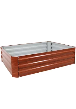 Best Sale 🎉 Galvanized Steel Rectangle Raised Garden Bed - 47 in - Woodgrain by Sunnydaze Decor ⌛ -Sunnydaze Decor Shop Belk 8430