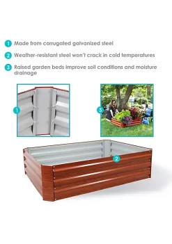 Best Sale 🎉 Galvanized Steel Rectangle Raised Garden Bed - 47 in - Woodgrain by Sunnydaze Decor ⌛ -Sunnydaze Decor Shop Belk 8432