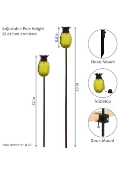 Best deal 🔥 Glass Tropical Pineapple 2-in-1 Outdoor Torch - Yellow - Set of 2 by Sunnydaze Decor 💯 -Sunnydaze Decor Shop Belk 8465