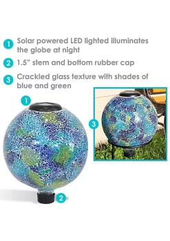 Best Sale 🧨 Azul Terra Crackled Glass Solar Gazing Globe - 10 in by Sunnydaze Decor 👏 -Sunnydaze Decor Shop Belk 8482