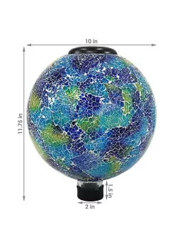 Best Sale 🧨 Azul Terra Crackled Glass Solar Gazing Globe - 10 in by Sunnydaze Decor 👏 -Sunnydaze Decor Shop Belk 8483