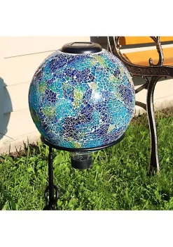 Best Sale 🧨 Azul Terra Crackled Glass Solar Gazing Globe - 10 in by Sunnydaze Decor 👏 -Sunnydaze Decor Shop Belk 8484