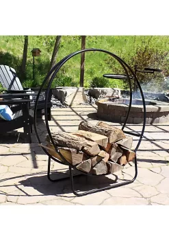 Best Pirce 😉 48 in Black Powder-Coated Steel Firewood Log Hoop Rack by Sunnydaze Decor 🔥 -Sunnydaze Decor Shop Belk 8490
