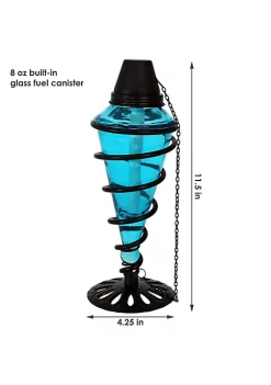 Flash Sale 💯 Swirled Metal/Glass Outdoor Tabletop Torch - Blue - Set of 4 by Sunnydaze Decor 😀 -Sunnydaze Decor Shop Belk 8497