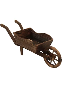 Outlet ✔️ Natural Wooden Fir Decorative Wheelbarrow Garden Planter by Sunnydaze Decor 🎉 -Sunnydaze Decor Shop Belk 8517