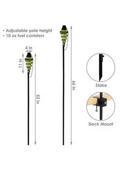 Budget 😉 Swirled Metal/Glass 2-in-1 Outdoor Lawn Torch - Green - Set of 2 by Sunnydaze Decor 🔥 -Sunnydaze Decor Shop Belk 8558