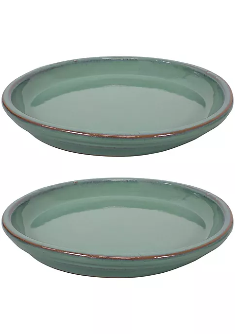 Discount ✔️ 12 in Glazed Ceramic Flower Pot/Plant Saucer - Seafoam - Set of 2 by Sunnydaze Decor ✨ 4 Discount ✔️ 12 in Glazed Ceramic Flower Pot/Plant Saucer - Seafoam - Set of 2 by Sunnydaze Decor ✨ - Image 2
