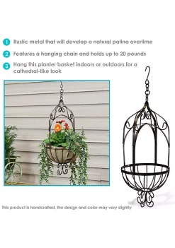 Buy ✨ Small Steel Cathedral Hanging Planter Basket - 23.5 in - Brown by Sunnydaze Decor 👍 -Sunnydaze Decor Shop Belk 8579