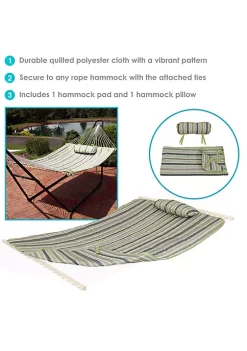 Coupon 🤩 Outdoor Polyester Hammock Pad and Pillow Set - Khaki Stripe by Sunnydaze Decor 🎉 -Sunnydaze Decor Shop Belk 8628