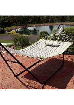 Coupon 🤩 Outdoor Polyester Hammock Pad and Pillow Set - Khaki Stripe by Sunnydaze Decor 🎉 -Sunnydaze Decor Shop Belk 8630