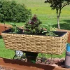 Cheapest 🧨 Polyrattan Rectangle Hanging Rail Planter with Liner - Brown by Sunnydaze Decor 👍
