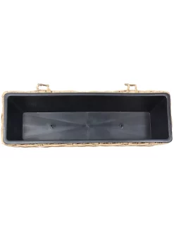 Cheapest 🧨 Polyrattan Rectangle Hanging Rail Planter with Liner - Brown by Sunnydaze Decor 👍 -Sunnydaze Decor Shop Belk 8653