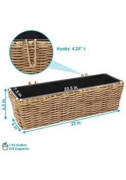 Cheapest 🧨 Polyrattan Rectangle Hanging Rail Planter with Liner - Brown by Sunnydaze Decor 👍 -Sunnydaze Decor Shop Belk 8655