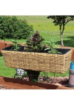 Cheapest 🧨 Polyrattan Rectangle Hanging Rail Planter with Liner - Brown by Sunnydaze Decor 👍 -Sunnydaze Decor Shop Belk 8656