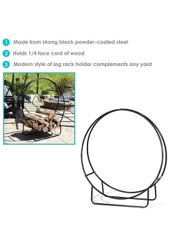 Best Pirce 🥰 40 in Powder-Coated Steel Indoor/Outdoor Firewood Log Hoop Rack by Sunnydaze Decor 🧨 -Sunnydaze Decor Shop Belk 8660