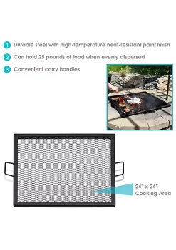 Budget ⭐ 24 in Square Steel X-Marks Fire Pit Cooking Grill with Handles by Sunnydaze Decor 🔔 -Sunnydaze Decor Shop Belk 8683