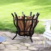Coupon 🎁 23 in Powder-Coated Steel Modern Fluted Firewood Log Rack Holder by Sunnydaze Decor 👏 -Sunnydaze Decor Shop Belk 8696