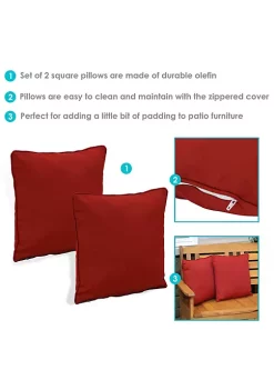 Outlet 🤩 Indoor/Outdoor Square Olefin Throw Pillow - 16 in - Red by Sunnydaze Decor ✨ -Sunnydaze Decor Shop Belk 871